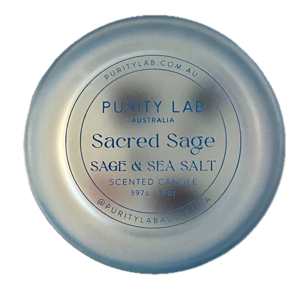 Sacred Sage & Sea Salt Candle Crystals for Harmony Cleansing Clarity Purity Lab